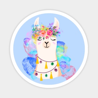 Llama diamond 6-rainbow version Magnet